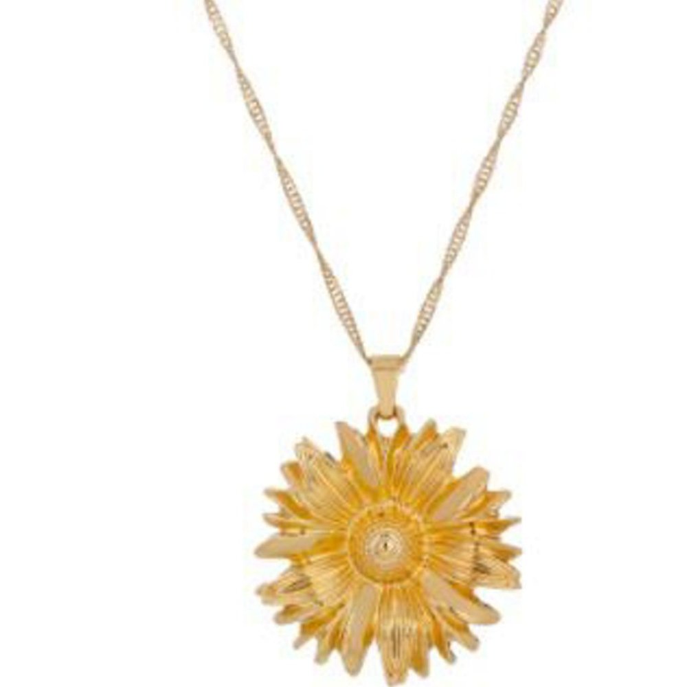 Gold Flower Pendant Necklace - Picture 4 of 5